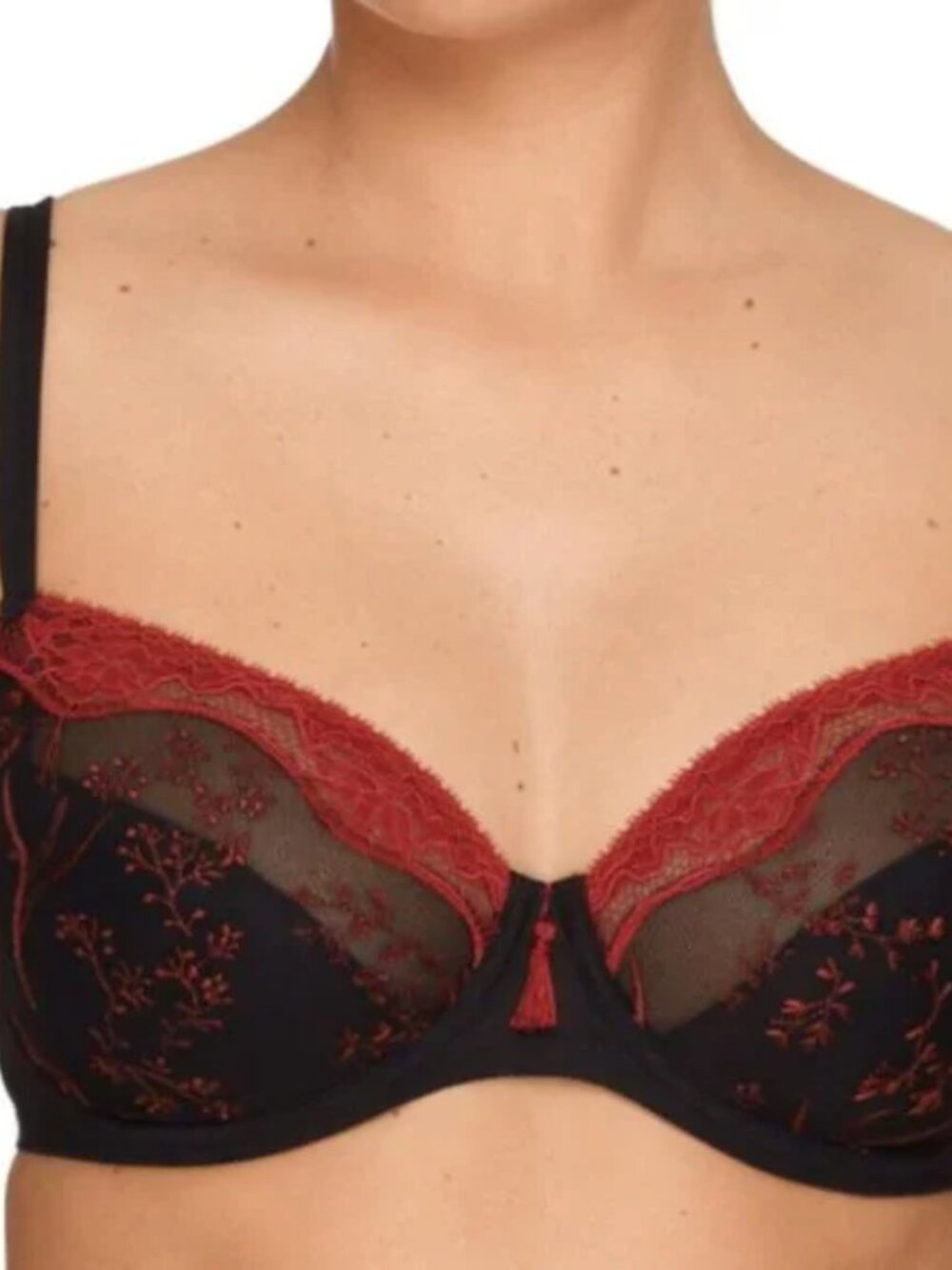Bra (Marie Jo): Balcony, black with red lace, Size 34D